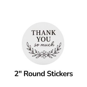 200 2” Minimalist Thank You Stickers Matte Small Business Packaging